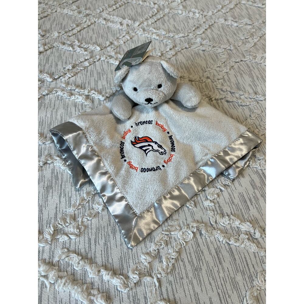 Baby Fanatic NFL Denver Broncos Teddy Bear Gray Lovey Plush Security Blanket